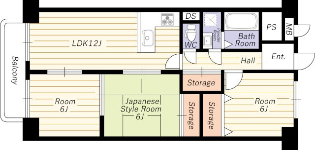 【間取り】 | ハイム北野 | Ｒ７年１１月室内全面改装済・全居室６帖確保