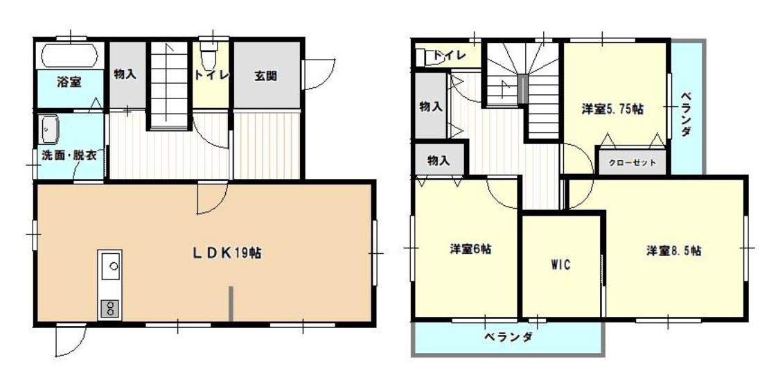 筑西市下川島1期　中古戸建の間取り