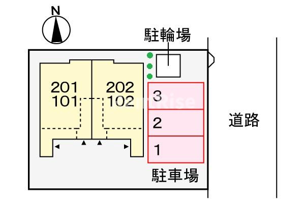 インクリーズ　ウィステリアⅡの駐車場|駐車場
