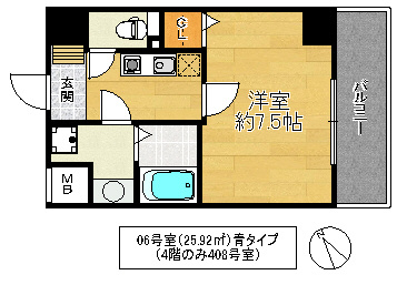 東大阪市稲田本町３丁目の賃貸マンションの間取り