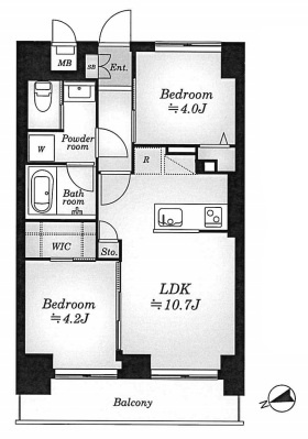 グローリア初穂お花茶屋の間取り|2LDK、専有面積44.01㎡