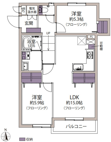 【間取り】 | ライオンズマンション鳥飼 | ２階南向きで明るく快適な室内です。リフォーム済みで気持ちよく新生活を始められます