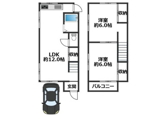 【間取り】 | 乙木3丁目　貸家