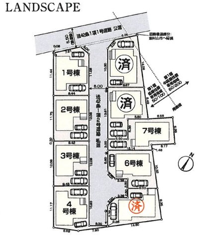 仲介手数料無料　LiveleGarden.S　久米川町3丁目第　全9棟　　の区画図