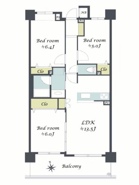コスモ三ツ沢ガーデン山の間取り