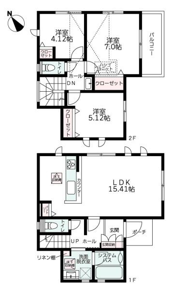 藤沢市今田の新築一戸建の間取り