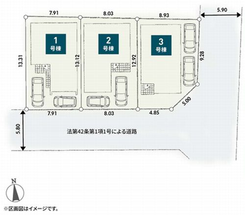 【区画図】 | 【仲介手数料０円】伊勢原市第3高森　新築一戸建て　全3棟 | 伊勢原市第3高森　新築一戸建て　全3棟