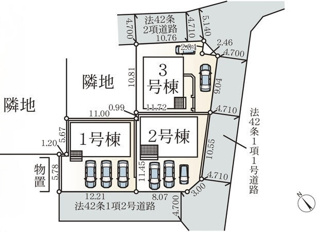 【区画図】 | 愛川町中津  2号棟 第139 | 2号棟　角地　南西側・南東側約4.7ｍ各公道　駐車並列3台（車種によります）　敷地面積40.4坪