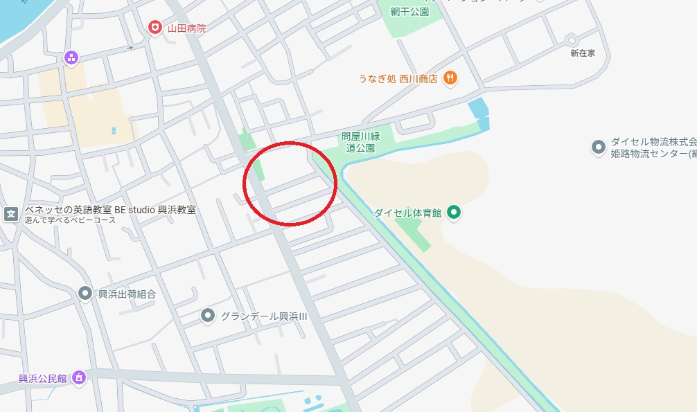姫路市網干区新在家　山陽電鉄「網干駅」徒歩16分の地図