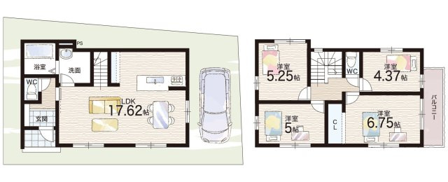 大津市本宮　第1期　新築一戸建ての間取り|1号地