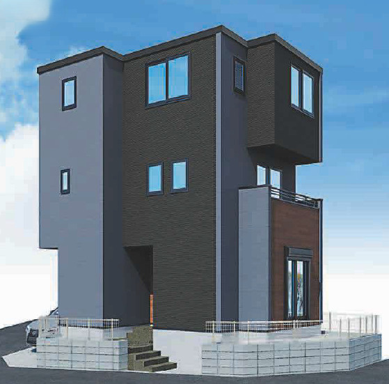 和光市南1丁目　三方角地×二方道路　開放的なロケーション　限定2棟の外観パース|1号棟