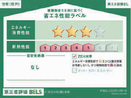 和光市南1丁目　三方角地×二方道路　開放的なロケーション　限定2棟の省エネ性能ラベル|1号棟