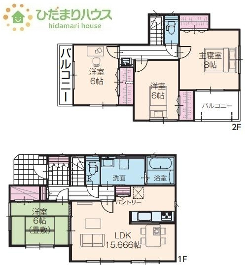 【間取り】 | 坂東市沓掛23-P1　新築戸建　1号棟 | 全居室6帖以上！ゆとりのある4LDK☆
（1号棟）