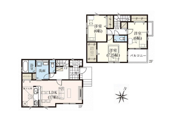 【間取り】 | 富士見市水谷東1丁目　新築一戸建住宅　全4棟　(ふじみ野店) | 4号棟/全居室6帖以上の広さを確保！パントリー、WIC、SCなど収納も豊富です。