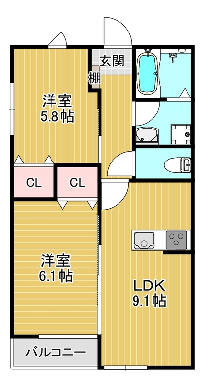 Leaf津福駅南の間取り