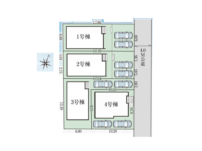 【区画図】 | 富士見市水谷東1丁目　新築一戸建住宅　全4棟　(ふじみ野店) | 1号棟/敷地36坪！お車2台並列駐車が可能なゆとりの住まい。小中学校 徒歩10分圏内なのでお子様の登下校も安心です。
