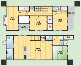 【間取り】 | 豊中市蛍池東町1丁目貸家