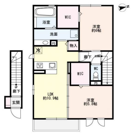 神戸市垂水区歌敷山２丁目のハイツの間取り