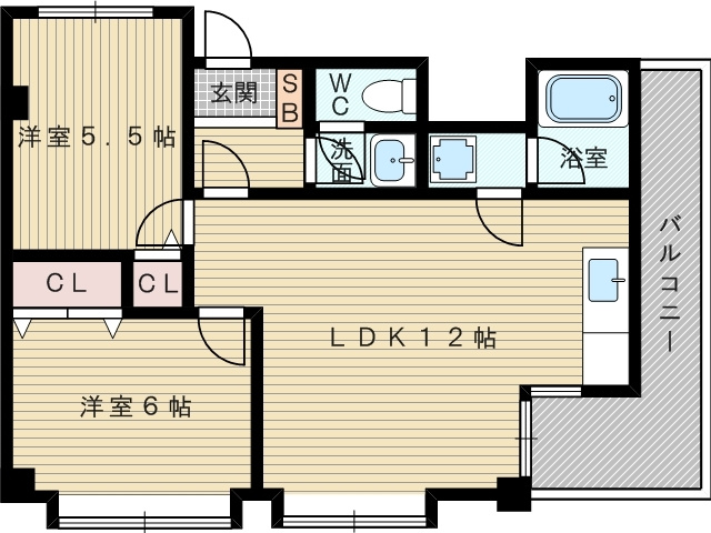 【間取り】 | メゾン豊新 | 2ＬＤＫのお部屋です