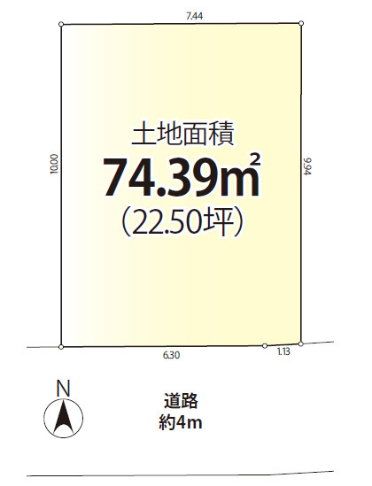板橋区赤塚6丁目　南道路×整形地　建築条件付き　限定1区画の前面道路含む現地写真