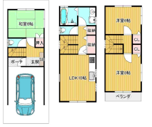 尼崎市南塚口町　中古戸建の間取り
