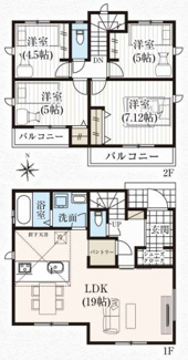 【間取り】 | 【仲介手数料無料！！】府中市是政２丁目　新築戸建て（全2棟）2号棟　4990万円