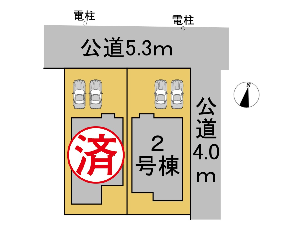 タマタウン　各務原市鵜沼朝日町Ⅱ　全2区画分譲の区画図|■区画図
■YAMADA電機の　ヤマダ不動産　株式会社リライフ　
いつでもお問合わせ下さい。