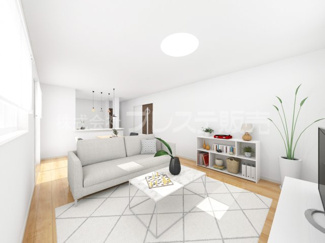 【居間・リビング】 | リビング完成イメージ／ＬＤＫは広々１８帖！南向きですので、陽あたり良好です♪※モデルハウスあり