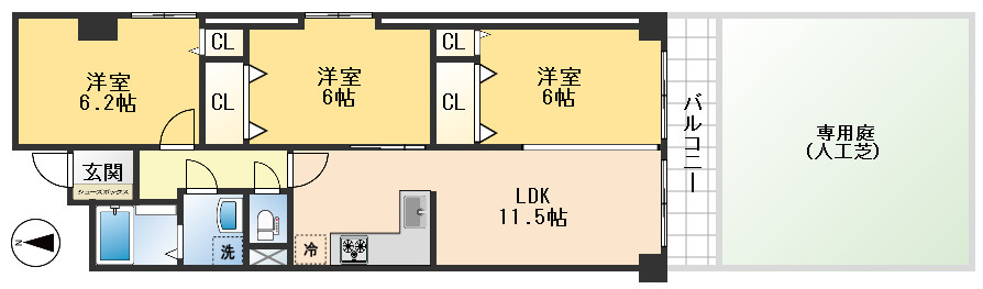 緑地公園コーポラスの間取り