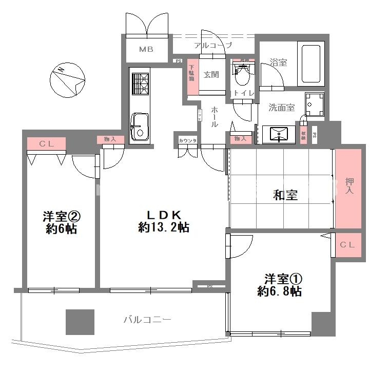 メロディーハイム香里ヶ丘ツインビューアルテアタワーの間取り