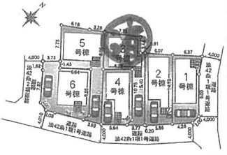 【区画図】 | 中央区上溝  5号棟 第140 | 5号棟　南東側約4ｍ公道　旗竿地（間口約3.9ｍ）　駐車1台（車種によります）　敷地面積34.0坪（路地状部分含む）
