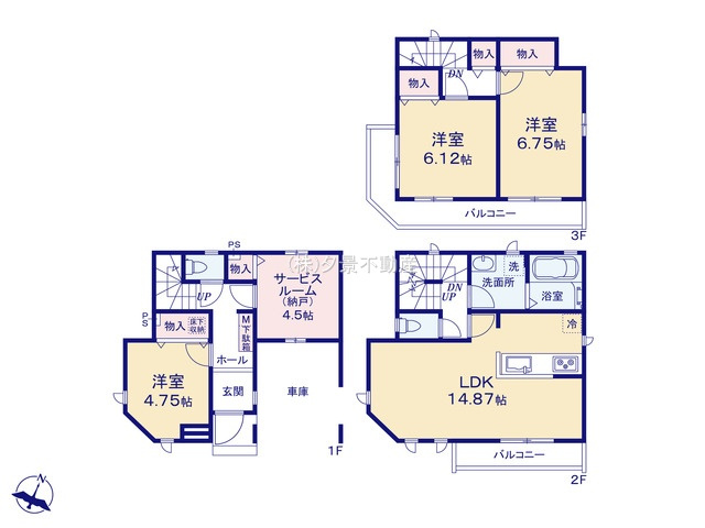 《仲介手数料無料》桜区西堀２丁目19-5新築一戸建てハートフルタウンの間取り