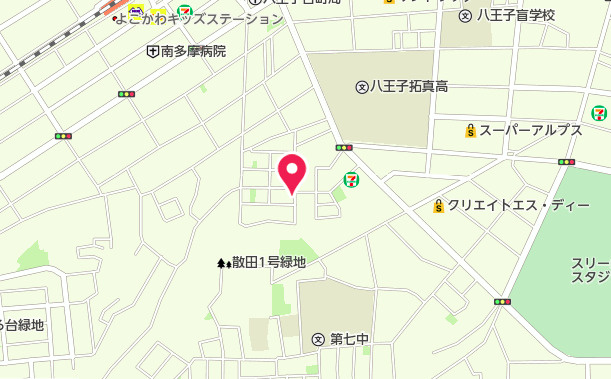 祝　成約済み　八王子市　散田町1丁目　新築戸建て　１期の地図|～仲介手数料無料☆八王子ひなた不動産～　八王子市散田町　新築戸建て
