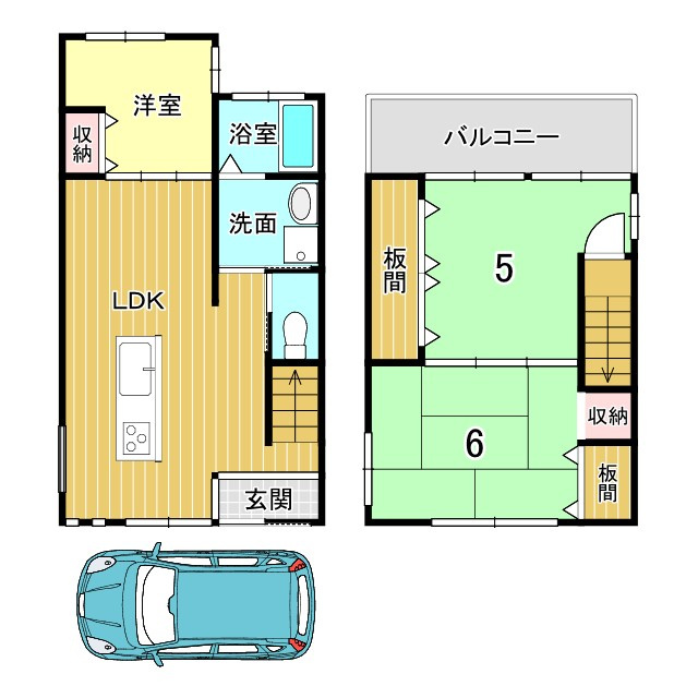 京都市左京区下鴨蓼倉町　中古一戸建の間取り
