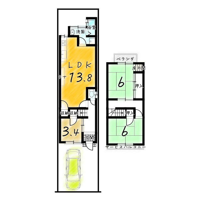 松ケ崎久土町の間取り