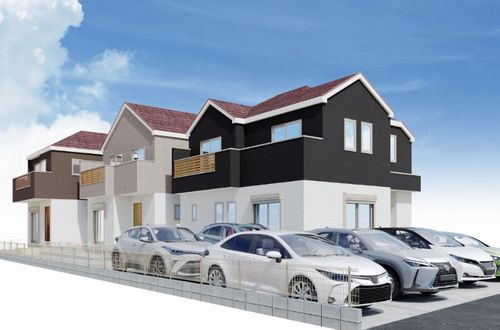 【外観】 | 【仲介手数料０円】藤沢市亀井野8期　新築一戸建て　全3棟 | 外観パース　藤沢市亀井野8期　新築一戸建て　全3棟