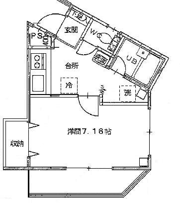 サンベールKの間取り|広めの洋室７．１６帖
