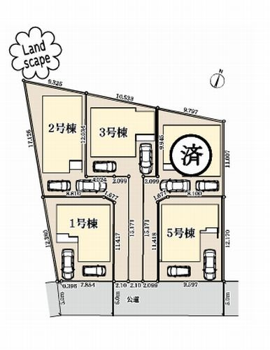 【区画図】 | 【仲介手数料０円】藤沢市下土棚　新築一戸建て　全5棟 | 【仲介手数料０円】藤沢市下土棚　新築一戸建て　全5棟