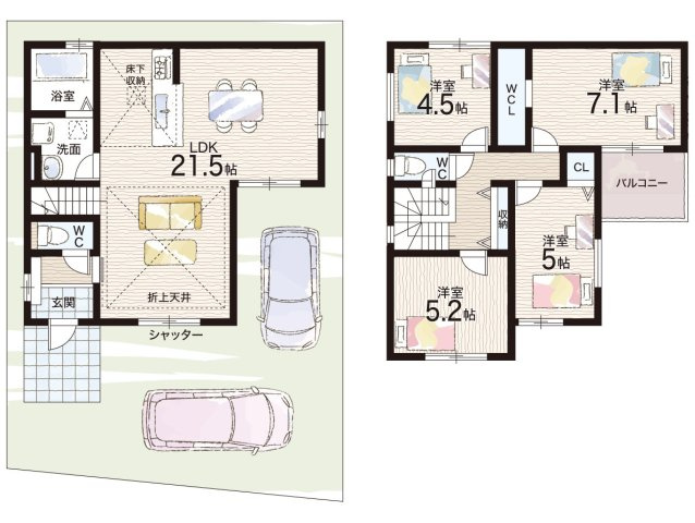 高槻市川西町　第1期　新築一戸建ての間取り|1号地