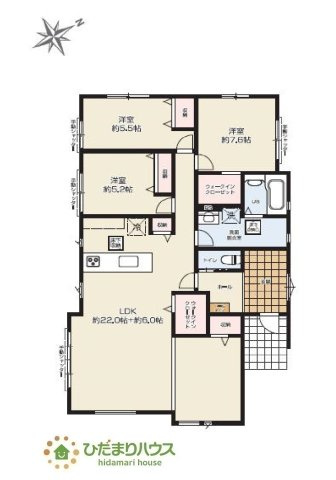 【間取り】 | ひたちなか市足崎1期　新築戸建　2号棟 | 人気の平屋のお家です！