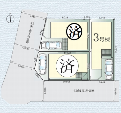 【区画図】 | 【仲介手数料０円】海老名市国分南7期　新築一戸建て　3号棟　全3棟 | 【仲介手数料０円】海老名市国分南7期　新築一戸建て　全3棟