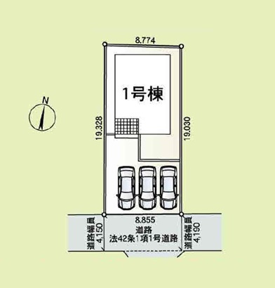 新築　みどり市大間々町大間々第12　Cradle Garden　1号棟の区画図|1区画のみの物件です。土地約51坪。