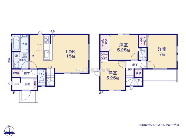 《仲介手数料無料》見沼区東大宮１丁目91-14新築一戸建てグラファーレの間取り