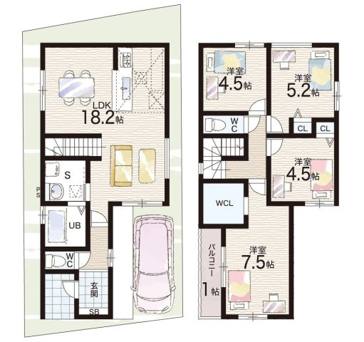 尼崎市武庫町　第2期　新築一戸建ての間取り|2号地