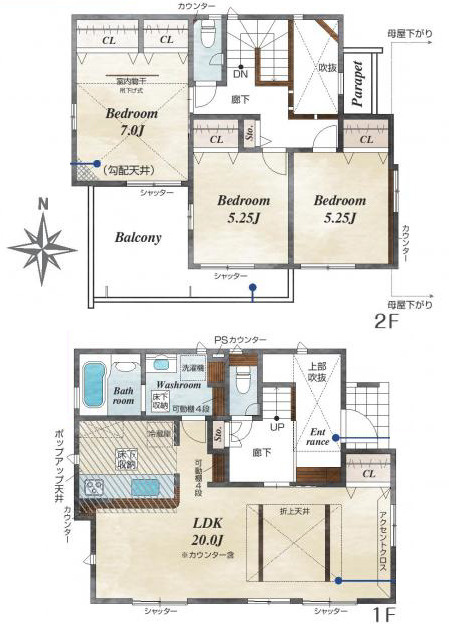 平塚市纏　新築戸建　全10棟8号棟の間取り