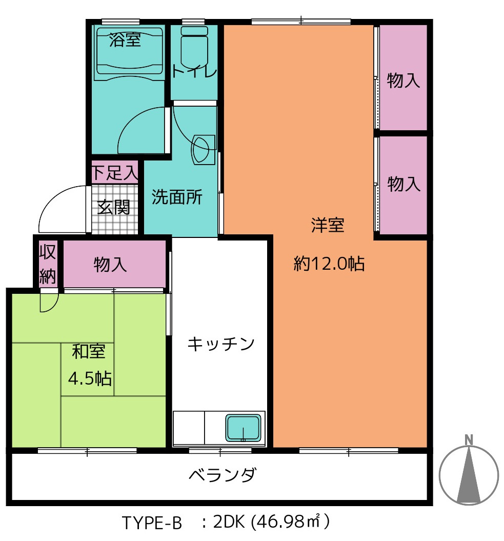 オーナーチェンジ・1棟マンション　タイヨーパレスの間取り|Bタイプ
