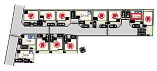 東村山市久米川町2丁目・全13棟　新築一戸建　G号棟の区画図|【全13棟・G号棟】南道路につき陽当たり良好！カースペース2台分(車種による)