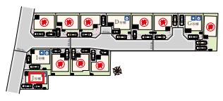 東村山市久米川町2丁目・全13棟　新築一戸建　J号棟の区画図|【全13棟・J号棟】カースペース2台分(車種による)