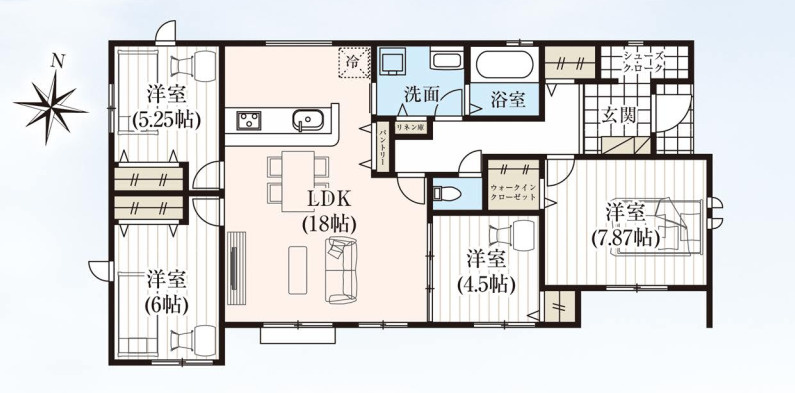 狭山市下奥富4期全2区画　建築条件付売地の参考プラン