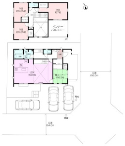 南西向きの4LDK。吹抜のリビングや広々したマルチエントランス、大きなインナーバルコニーのある間取り